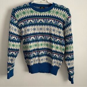 Iredell County Vintage Sweater size large hidden cat print nordic design EUC